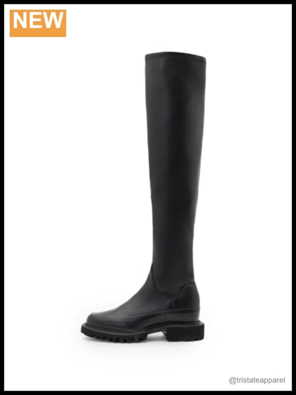 AllSaints Leona Over-the-Knee Boots Cow Leather EVA Sole Zip Closure